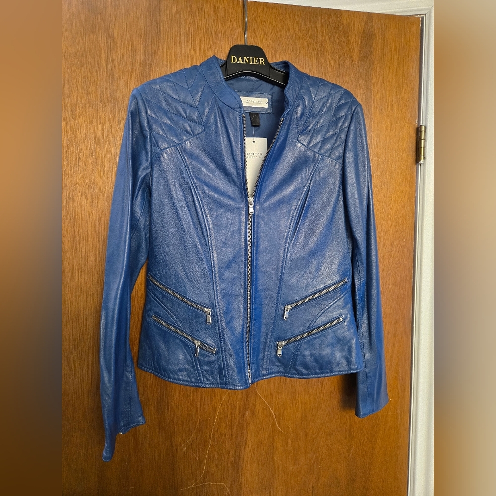 Danier Women's Blue Leather Jacket (Collette)